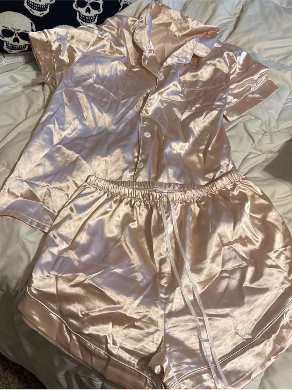 Amazon Women's Satin Short Pajama Set - Pale Blush